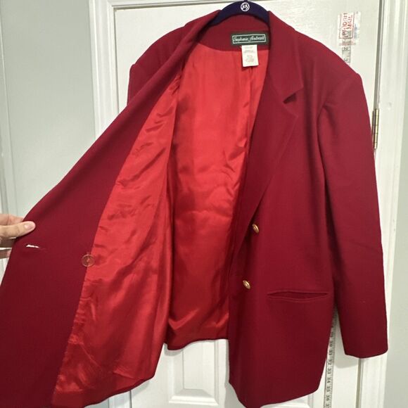 Vintage Stephanie Andrew’s Wool Double Breasted RED Blazer Plus Size 22 2x - Picture 6 of 9